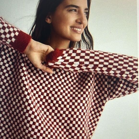 Madewell Sweaters - Madewell Wool Alpaca Blend Checkerboard Jacquard Pullover Sweater Size Smalll